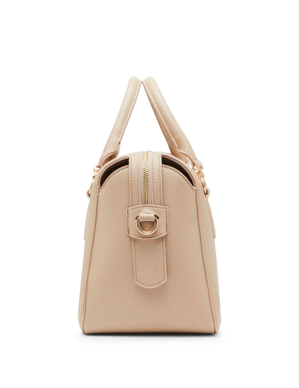 Anne Klein Embossed Ak Logo Top Zip Satchel Oatmilk