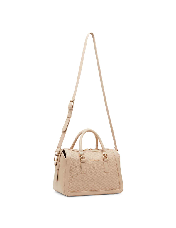 Anne Klein Embossed Ak Logo Top Zip Satchel Oatmilk