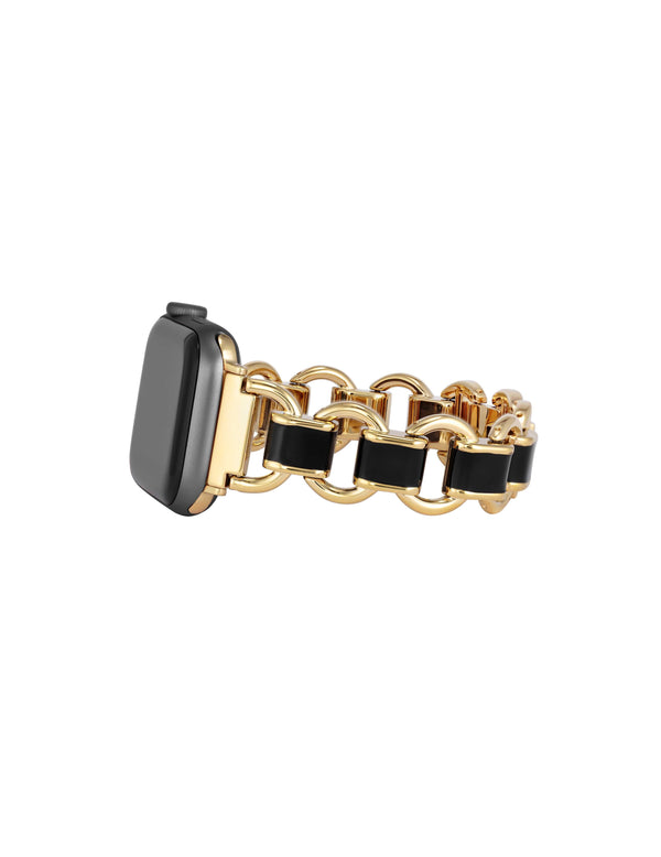 Anne Klein Enamel Link Bracelet Band For Apple Watch® Black/Gold-Tone