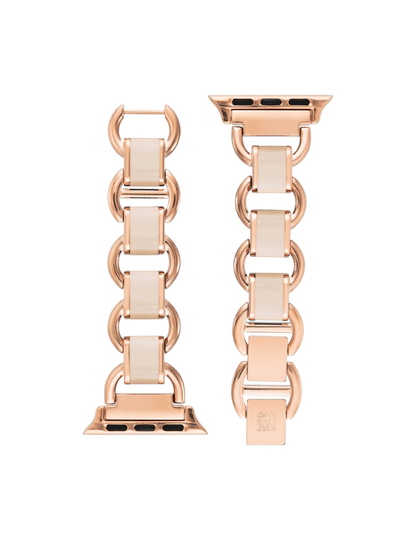 Anne Klein Enamel Link Bracelet Band For Apple Watch® Blush/Rose Gold-Tone