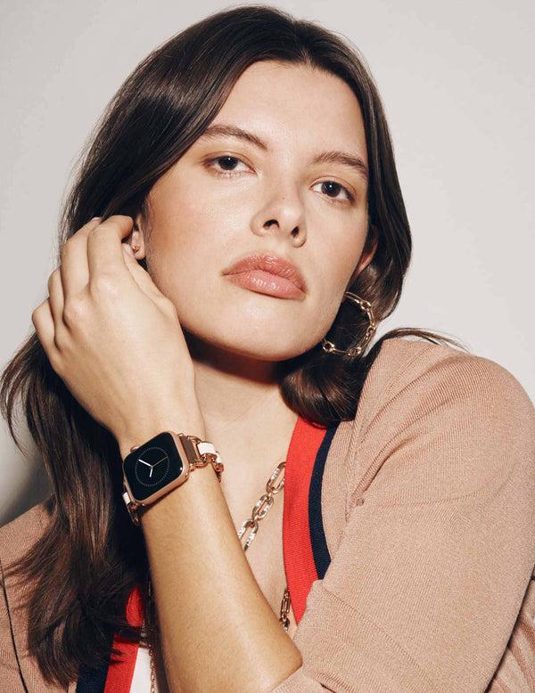 anne klein Enamel Link Bracelet Band for Apple Watch® Blush/Rose Gold-Tone