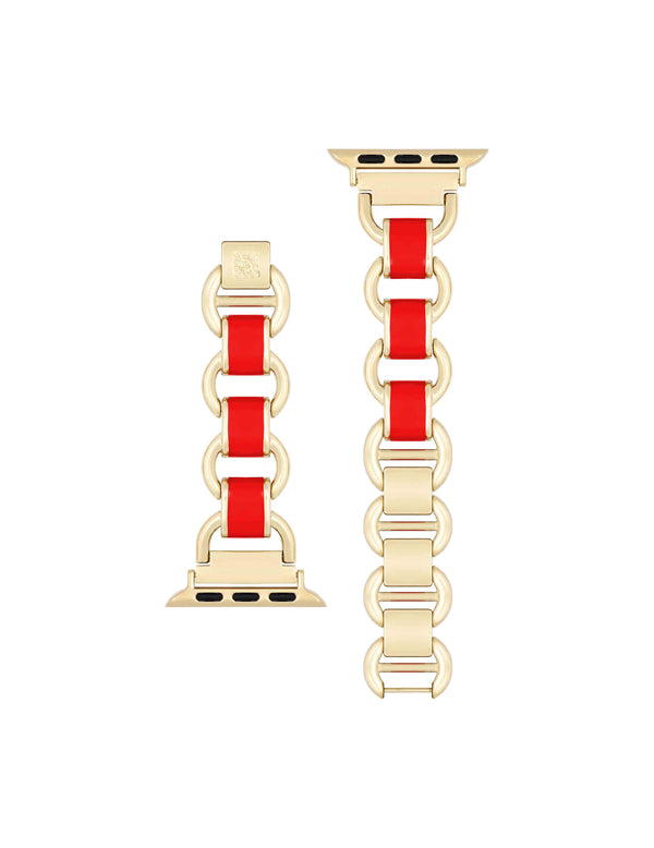 Anne Klein Enamel Link Bracelet Band For Apple Watch® Gold-Tone/Red