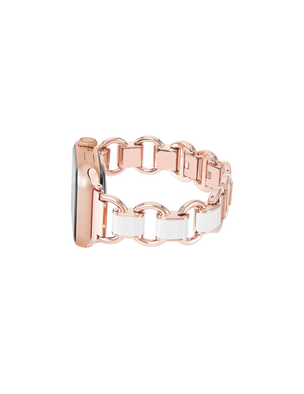 Anne Klein Enamel Link Bracelet Band For Apple Watch® Ivory/Rose Gold-Tone
