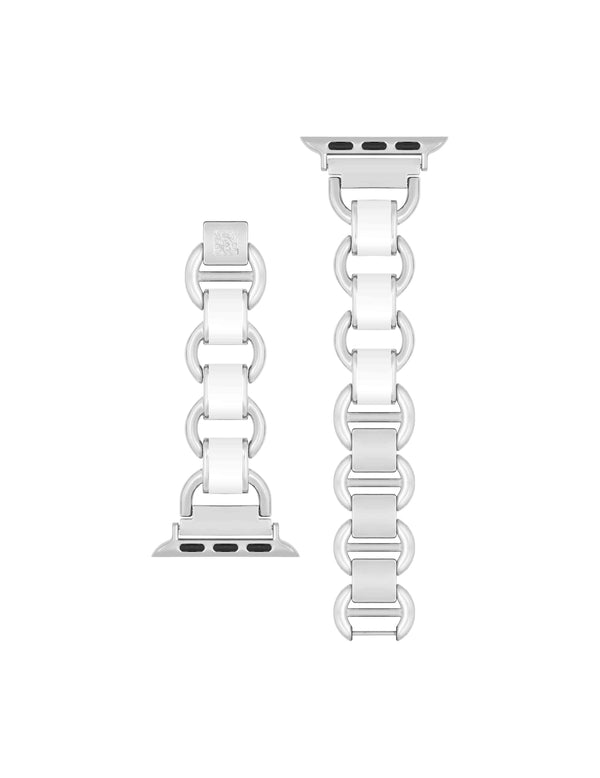 Anne Klein Enamel Link Bracelet Band For Apple Watch® Silver-Tone/White