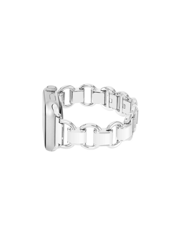 Anne Klein Enamel Link Bracelet Band For Apple Watch® Silver-Tone/White