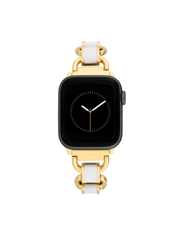 Anne Klein Enamel Link Bracelet Band For Apple Watch® White/Gold-Tone