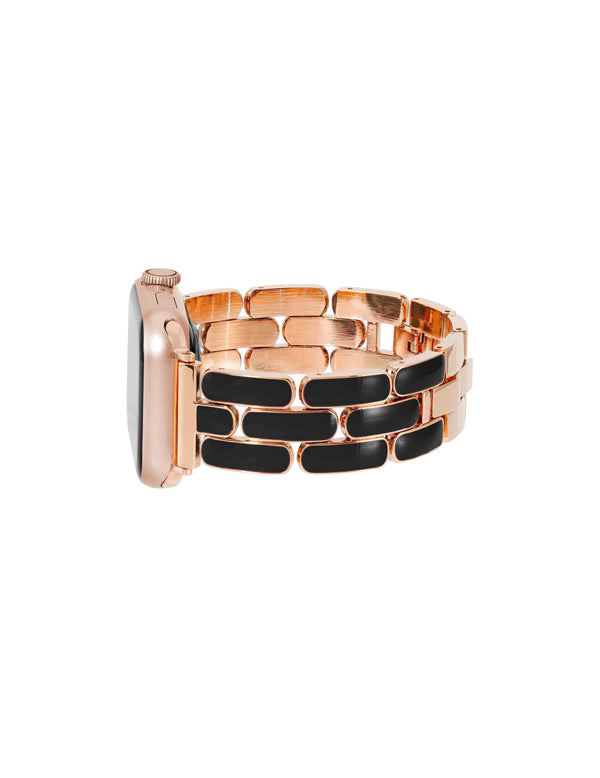 Anne Klein Enamel Link Bracelet For Apple Watch® Black/Rose Gold-Tone