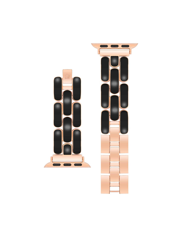 Anne Klein Enamel Link Bracelet For Apple Watch® Black/Rose Gold-Tone