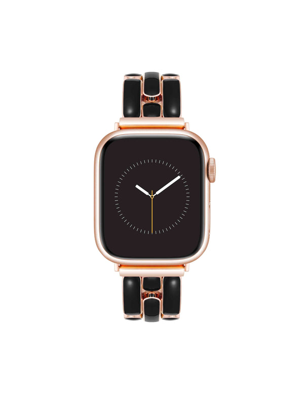 anne klein Enamel Link Bracelet for Apple Watch® Black/Rose Gold-Tone