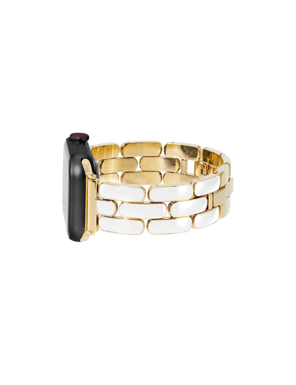 Anne Klein Enamel Link Bracelet For Apple Watch® White/Gold-Tone
