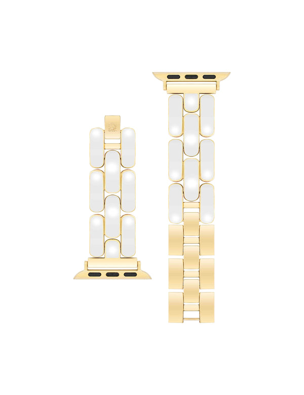 Anne Klein Enamel Link Bracelet For Apple Watch® White/Gold-Tone
