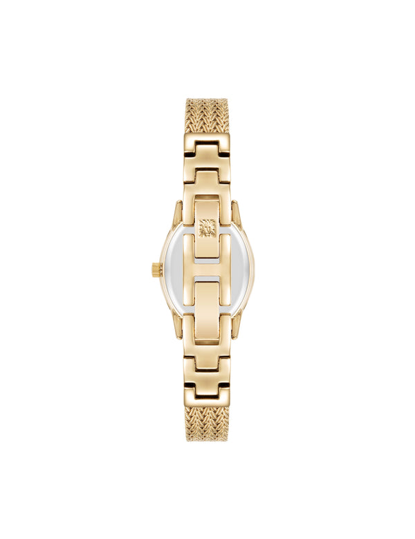 Anne Klein Enduring Oval Stainless Steel Mesh Watch Black/Gold-Tone