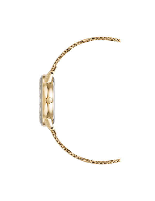 Anne Klein Enduring Oval Stainless Steel Mesh Watch Black/Gold-Tone