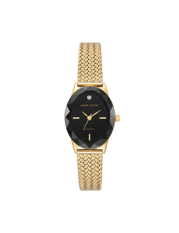 Anne Klein Enduring Oval Stainless Steel Mesh Watch Gold-Tone