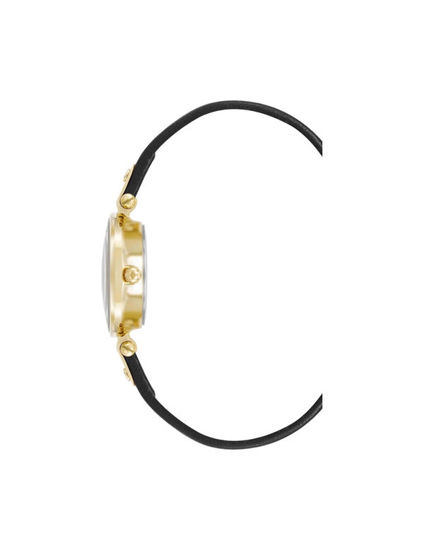 Anne Klein Essential Leather Strap Watch Black/Burgundy/Gold-Tone