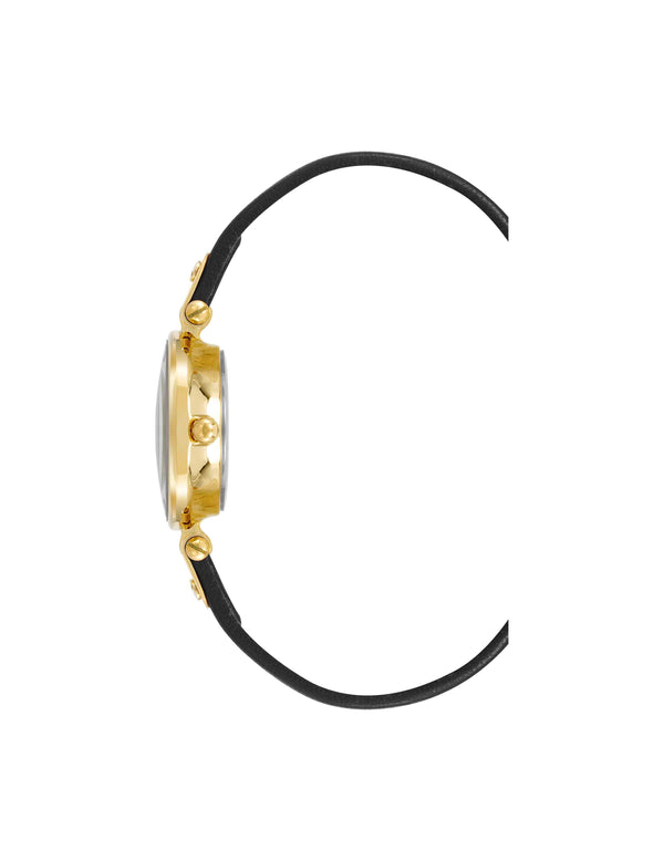 Anne Klein Essential Leather Strap Watch Black/ Gold-Tone