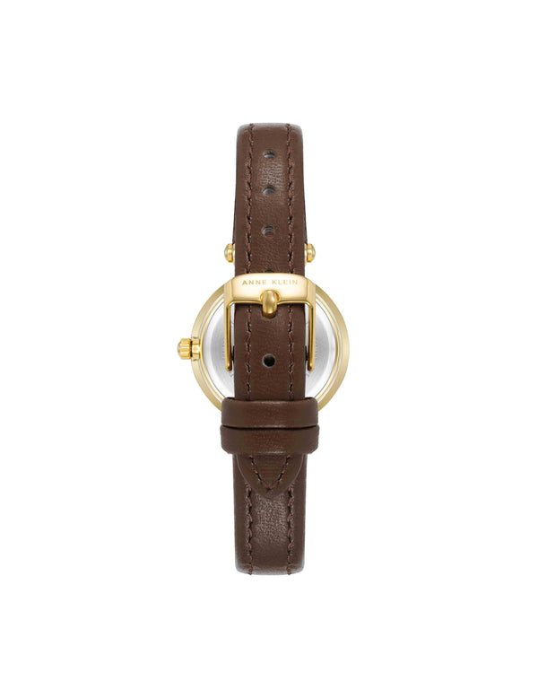 Anne Klein Essential Leather Strap Watch Brown/ Gold-Tone