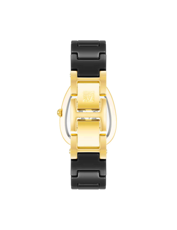 Anne Klein Estate Ceramic Bracelet Watch Gold-Tone/Black