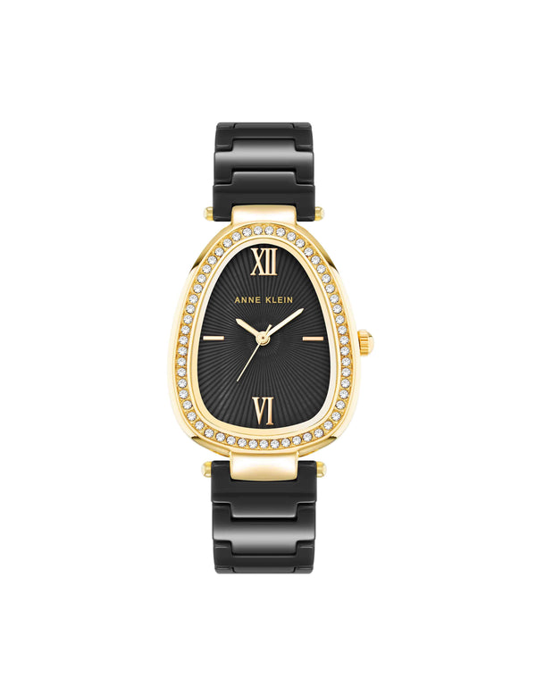 anne klein Estate Ceramic Bracelet Watch Gold-Tone/Black