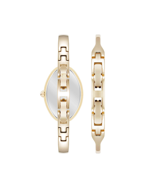 Anne Klein Estate Oval Crystal Accented Bangle Watch Set