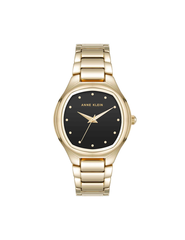 anne klein Everyday Cushion Metal Bracelet Watch Black/Gold-Tone