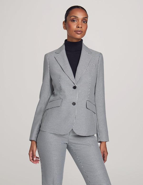 Anne Klein Executive Collection 3-Pc. Mini Houndstooth Suit Set- Sale Anne Black Combo