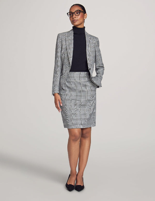 anne klein Executive Collection Plaid Jacket with Skirt Anne Black/Bright Whit