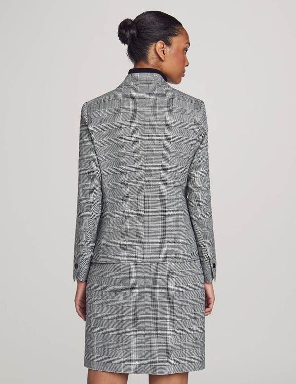 Anne Klein Executive Collection Plaid Jacket With Skirt- Sale Anne Black/Bright Whit