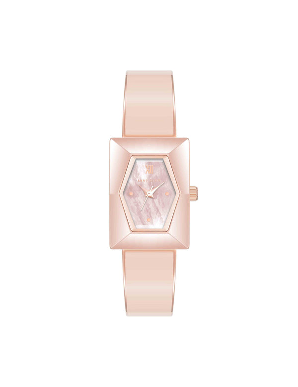 anne klein Faceted Case Bangle Watch Rose Gold-Tone/Blush