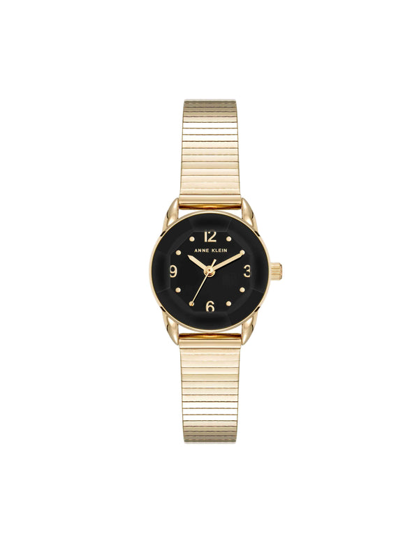 anne klein Faceted Crystal Lens Watch Gold-Tone/Black
