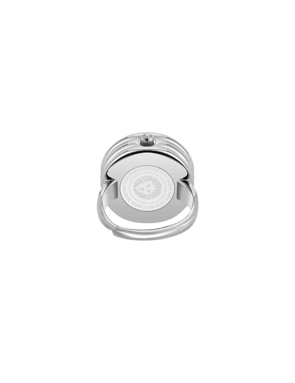 Anne Klein Faceted Crystal Ring Watch Black/Silver-Tone