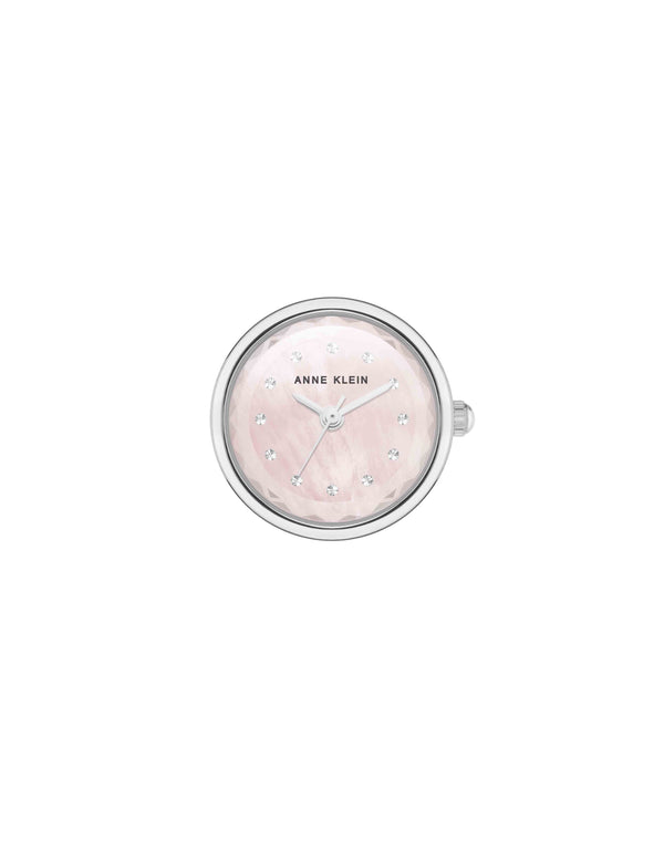 Anne Klein Faceted Crystal Ring Watch Silver-Tone/Pink