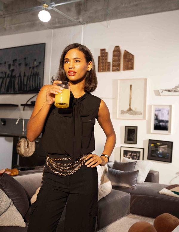 anne klein Faceted Rectangular Case Watch Gold-Tone/ Black