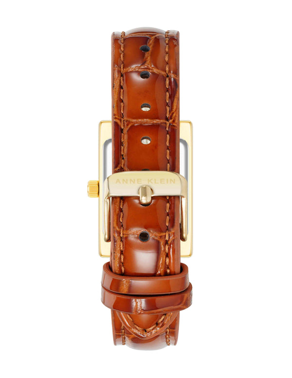 Anne Klein Faceted Rectangular Case Watch Gold-Tone/ Honey