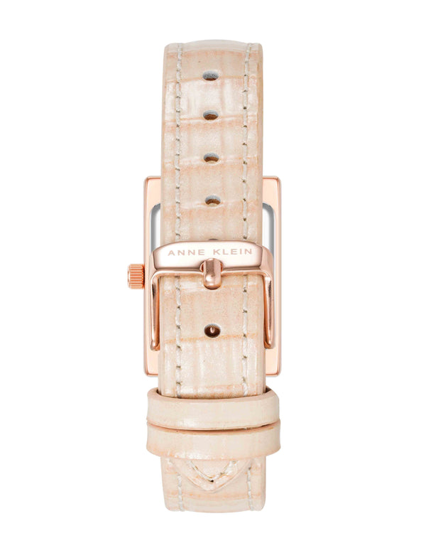 Anne Klein Faceted Rectangular Case Watch Rose Gold-Tone/ Blush