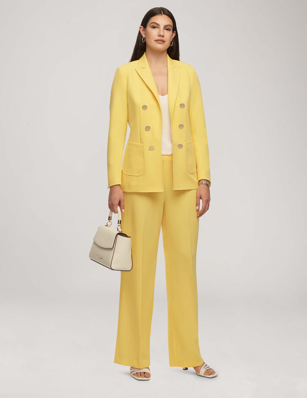 Anne Klein Faux Double-Breasted Jacket With Patch Pockets- Sale Bright Daffodil