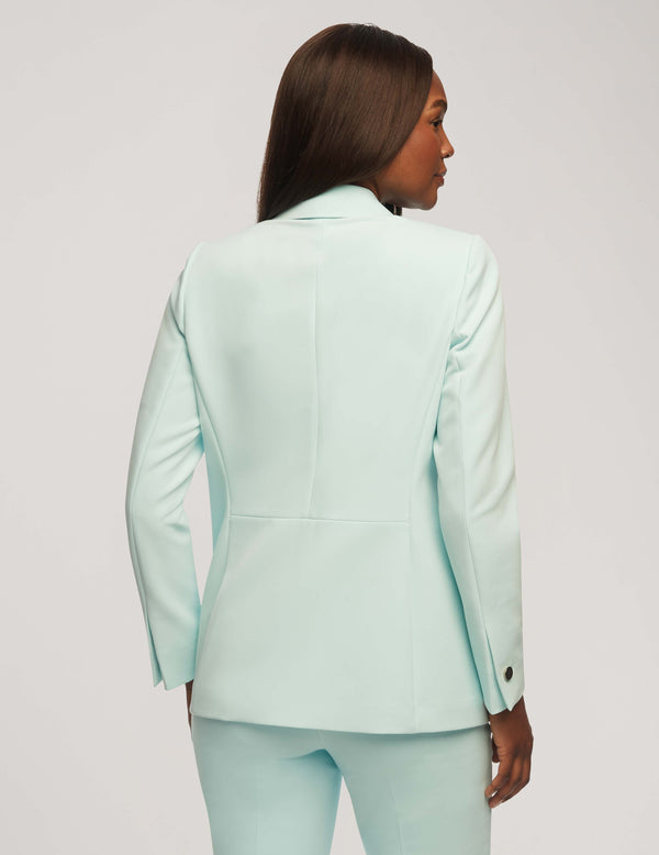 Anne Klein Faux Double-Breasted Jacket With Patch Pockets- Sale Ocean Sky