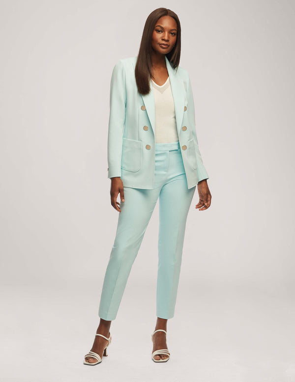 Anne Klein Faux Double-Breasted Jacket With Patch Pockets- Sale Ocean Sky