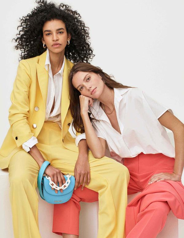 anne klein Faux Double-Breasted Jacket With Patch Pockets- Sale Bright Daffodil