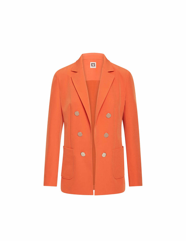 Anne Klein Faux Double-Breasted Patch Pocket Jacket- Sale Orange Spice