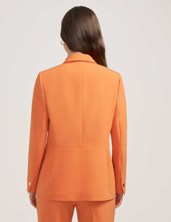 Anne Klein Faux Double-Breasted Patch Pocket Jacket- Sale Orange Spice