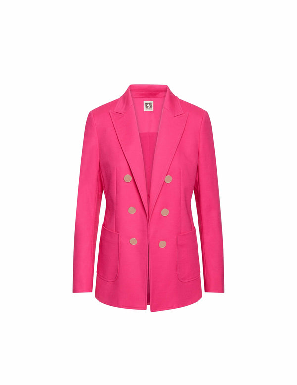 Anne Klein Faux Double-Breasted Patch Pocket Jacket- Sale Pink Pansy