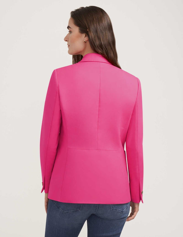 Anne Klein Faux Double-Breasted Patch Pocket Jacket- Sale Pink Pansy