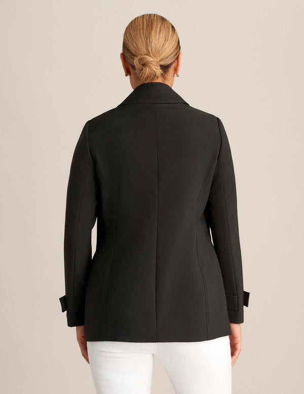 Anne Klein Faux Double Breasted Short Trench Anne Black