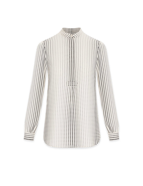 Anne Klein Florentine Dot Print Poet Blouse Anne White/Anne Black
