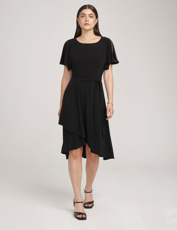 Anne Klein Flutter Sleeve Sash Dress- Sale Anne Black