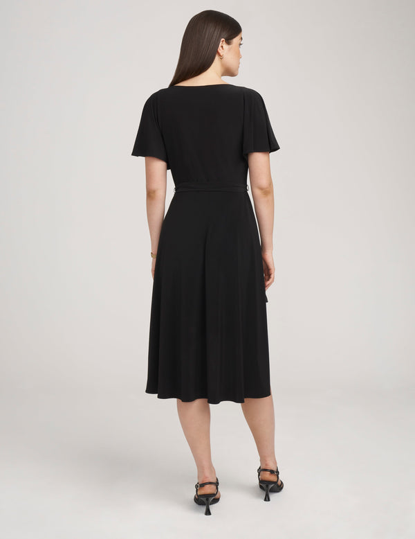 Anne Klein Flutter Sleeve Sash Dress- Sale Anne Black