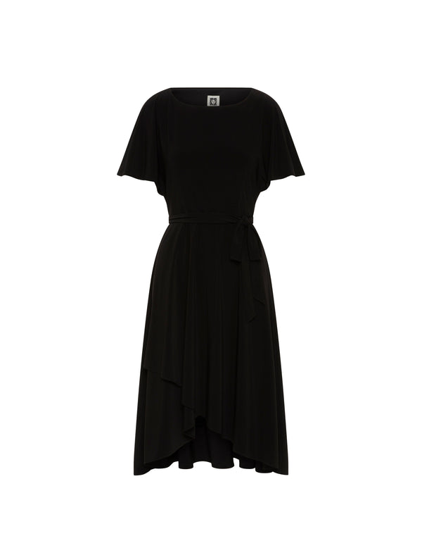 anne klein Flutter Sleeve Sash Dress- Sale Anne Black