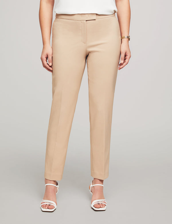 anne klein Fly Front Extend Tab Pant Bowie Pant- Sale Light Coffee