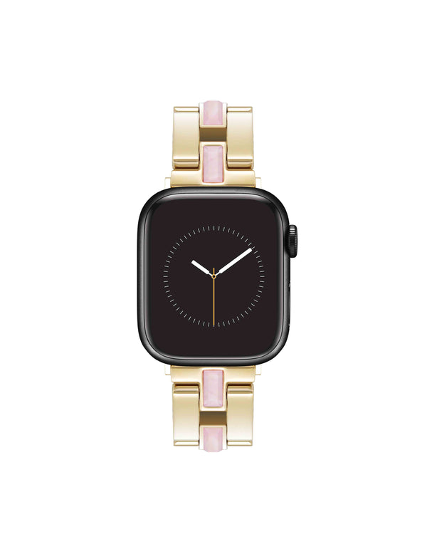 anne klein Gemstone Accented Bracelet Band for Apple Watch® Rose Quartz/Gold-Tone